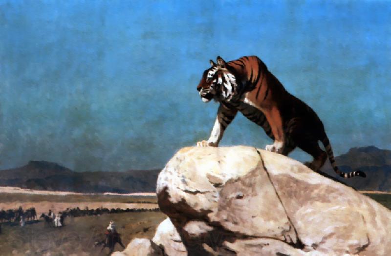 Jean Leon Gerome Tiger on the Watch Norge oil painting art